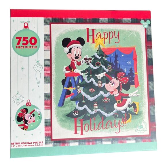 Disney Theme Park Merchandise - Retro Holiday 750 Piece Puzzle - Micky & Minnie - Picture 1 of 7